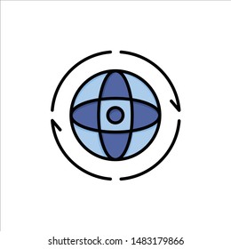 Globe, World, Earth, Atom, Connect  Flat Color Icon. Vector icon banner Template