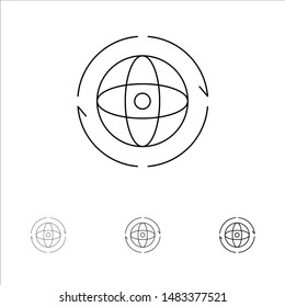 Globe, World, Earth, Atom, Connect Bold and thin black line icon set