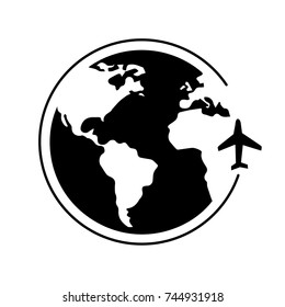 Globo, mundo, tierra con avión, dando vueltas.
