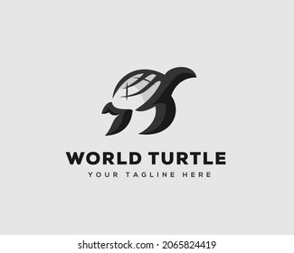 globe world earth turtle T initial logo template illustration inspiration