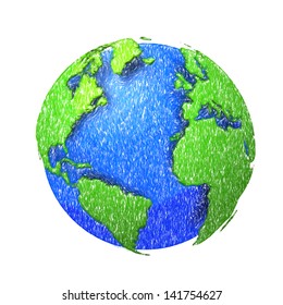 Globe of the world. EPS10 vector illustration,pencil sketch.