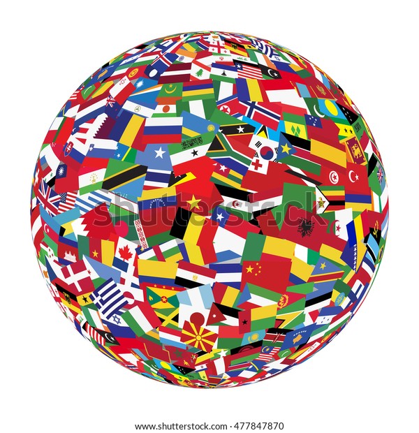 Globe World Flags Isolated On White Stock Vector (Royalty Free) 477847870