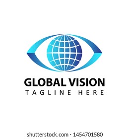globe, world, global vision logo template design vector in isolated white background