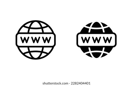 Globe, World, Go to web Website  icons set Communication, WWW, World wide, support, social media, contact us, internet icon symbol sign vector collection Editable stroke isolated in white