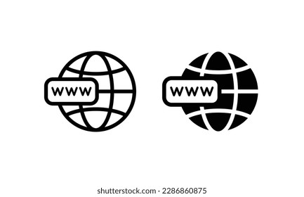 Globe, World, Go to web Website  icons set Communication, WWW, World wide, support, social media, contact us, internet icon symbol sign vector collection Editable stroke isolated in white