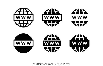 Globe, World, Go to web Website  icons set Communication, WWW, World wide, support, social media, contact us, internet icon symbol sign vector collection Editable stroke isolated in white