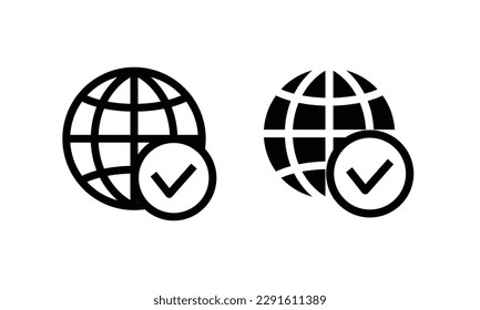 Globe, World, Go to Web Website Icons Set Communication, WWW, World wide, Support, soziale Medien, kontaktieren Sie uns, Internet Symbol Symbol Zeichen Vektorgrafik Editable Strich einzeln auf Weiß