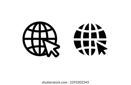 Globe, World, Go to web Website  icons set Communication, WWW, World wide, support, social media, contact us, internet icon symbol sign vector collection Editable stroke isolated in white