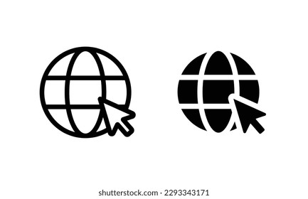 Globe, World, Go to web Website  icons set Communication, WWW, World wide, support, social media, contact us, internet icon symbol sign vector collection Editable stroke isolated in white