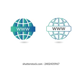 Globe, World, Go to web Website icons set Communication, WWW, World wide, support, social media,