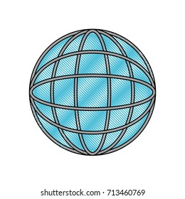 globe world icon in color crayon silhouette vector illustration