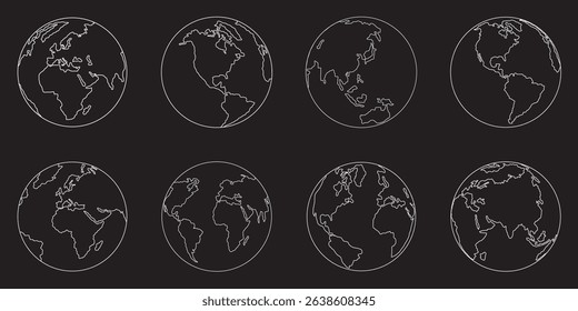 Globe world icon flat. white pictogram on white background. Vector illustration symbol