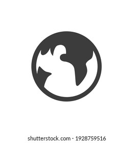 Globe World Icon Isolated on Black and White Vector Graphic