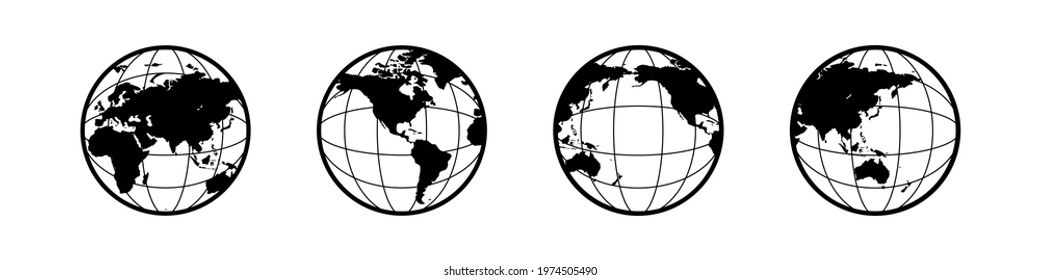 globe world icon set. globe planet map vector illustration
