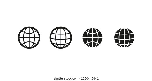 Globe world icon set. Planet vector symbol. Global worldwide logo icons.