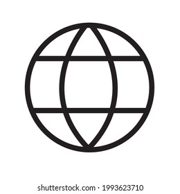 globe world icon symbol flat black line on white vector background