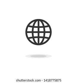 Globe world Icon Vector. Globe vector icon isolated on white background with shadow.