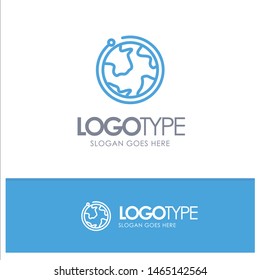 Globe, World, Internet, Hotel Blue Logo Line Style. Vector Icon Template background