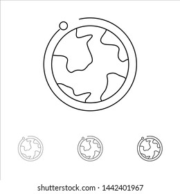 Globe, World, Internet, Hotel Bold and thin black line icon set