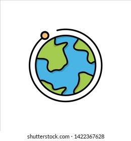 Globe, World, Internet, Hotel  Flat Color Icon. Vector icon banner Template