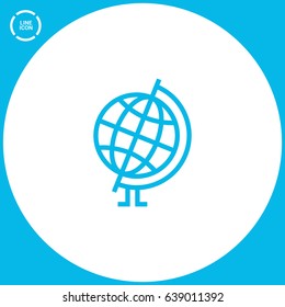 Globe world line vector icon