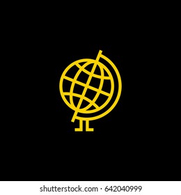Globe world line vector icon