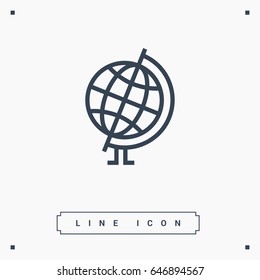 Globe world line vector icon