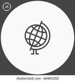 Globe world line vector icon