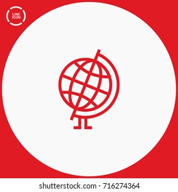 Globe world line vector icon