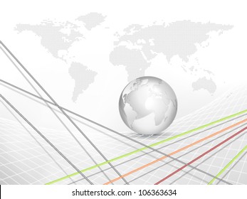 Globe and world map - global business technology background