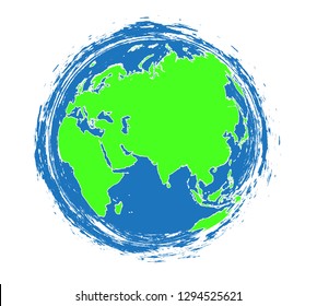 Globe world map in grunge style
