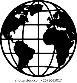 Ícone do mapa-múndi global para internet, viagens e negócios globais