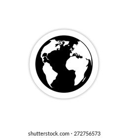 Globe world map icon on a white background with shadow 