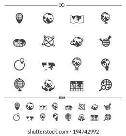 Globe and world map icons.vector eps10