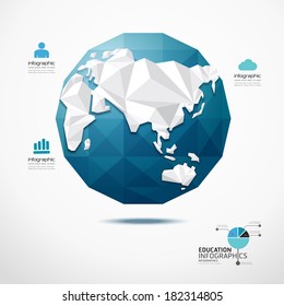 globe world map illustration infographics geometric concept design vector template.
