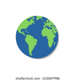 Globe world map on white isolated background. Vector Illustration.