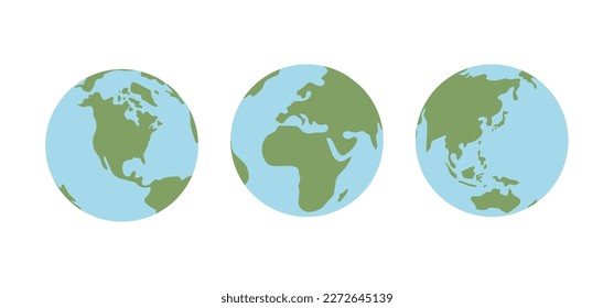 Weltkarte weltweit. Planet Erde flache Vektorgrafik. Doodle-Karte mit Kontinenten und Ozeanen.