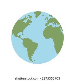 Globe world map. Planet earth flat vector illustration. Doodle map with continents and oceans.