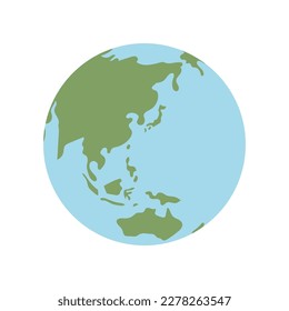 Globe world map. Planet earth flat vector illustration. Doodle map with continents and oceans.