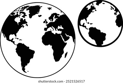 Globus und Weltkarte Silhouette Symbol - transparenter Hintergrund