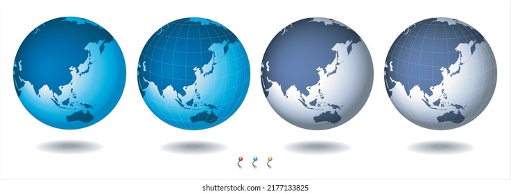 Globe. world map. vector. Centered on China.