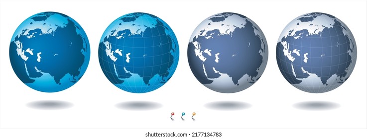 Globe. world map. vector. Centered on Russia.