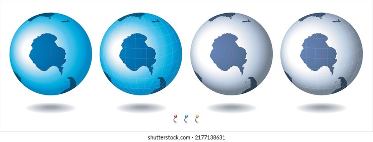 Globe. World Map. Vector. Centered On Antarctic.