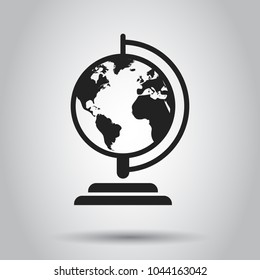 Globe world map vector icon. Round earth flat vector illustration. Planet business concept pictogram.