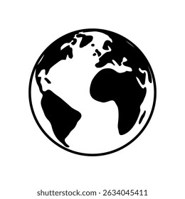 Ícone de vetor do mapa do mundo globalizado. Ilustração de vetor plana de terra redonda.