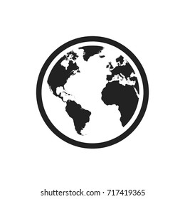 Globe world map vector icon. Round earth flat vector illustration. Planet business concept pictogram on white background.