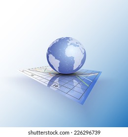 Globe world on the chart. Abstract vector illustration.