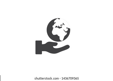 Globe or world on the hand icon