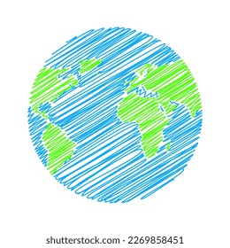 Globe, world planet earth icon sketch, vector illustration. Happy Earth Day 22 April, 2023 campaign theme - Invest in our planet.
