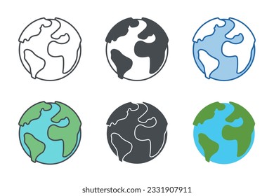 Globe, World planet Icon symbol template for graphic and web design collection logo vector illustration